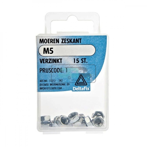 [OCS_2501376] Deltafix Moer Zeskant Verzinkt M5 Set 15st