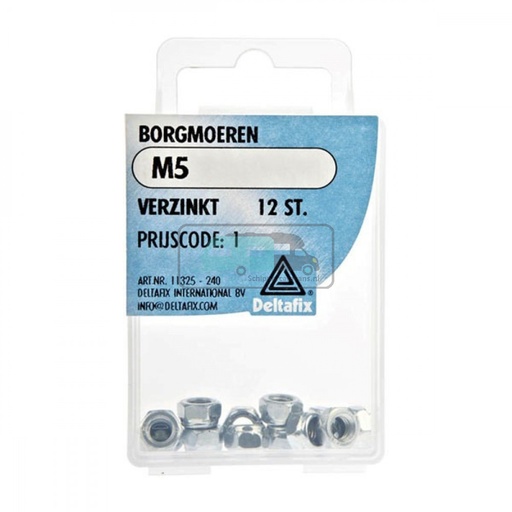 [OCS_2501385] Deltafix Borgmoer Zeskant Verzinkt M5 12st