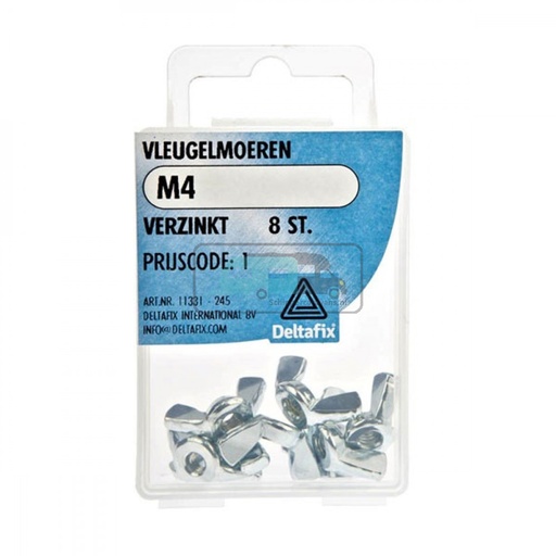 [OCS_2501390] Deltafix Vleugelmoer Verzinkt M4 Set 8st