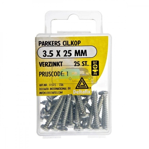 [OCS_2501541] Deltafix Parker CK Verzinkt 3.5x25mm Set 25st