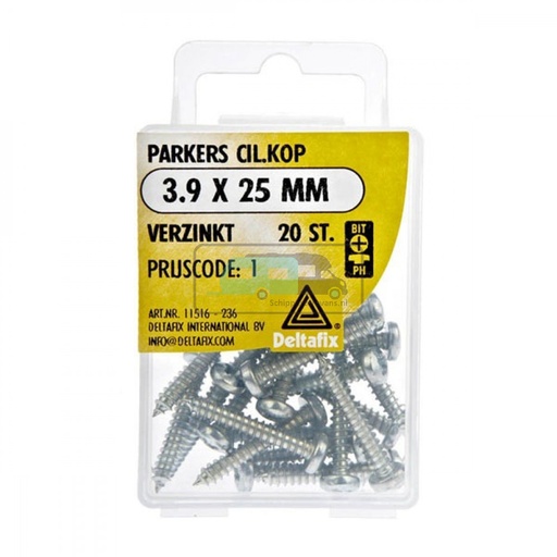 [OCS_2501544] Deltafix Parker CK Verzinkt 3.9x25mm Set 20st