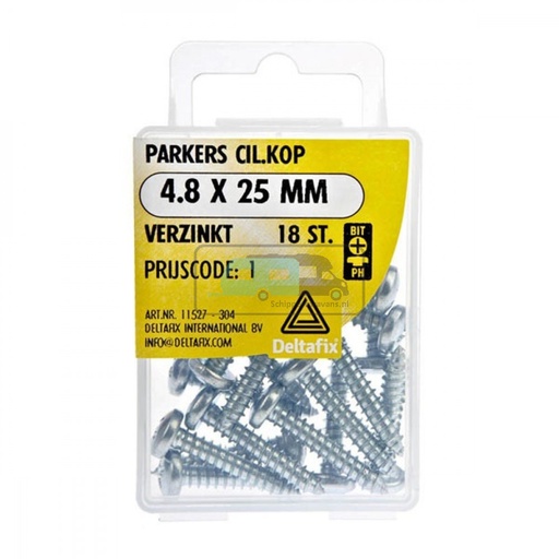 [OCS_2501562] Deltafix Parker CK Verzinkt 4.8x25mm Set 18st