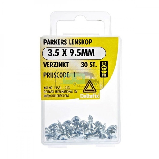 [OCS_2501571] Deltafix Parkers Lenskop Verzinkt 3.5x9.5mm 30st