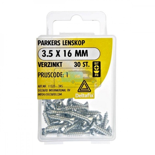 [OCS_2501577] Deltafix Parkers Lenskop Verzinkt 3.5x16mm 30st