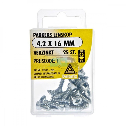 [OCS_2501589] Deltafix Parkers Lenskop Verzinkt 4.2x16mm 25st