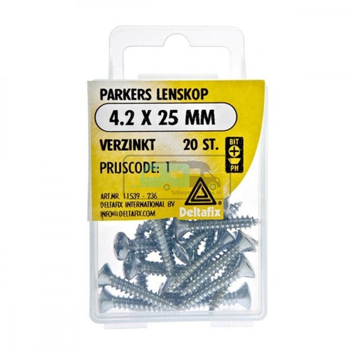 [OCS_2501595] Deltafix Parkers Lenskop Verzinkt 4.2x25mm 20st 