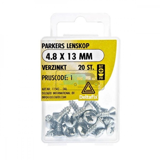 [OCS_2501598] Deltafix Parkers Lenskop Verzinkt 4.8x13mm 20st