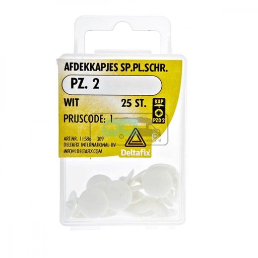 [OCS_2501628] Deltafix Spaanplaatschroef Afdekkapje PZ.2 Wit Set 25st