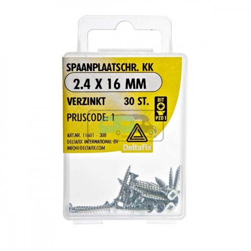 [OCS_2501640] Deltafix Spaanplaatschroef KK 2.4x16mm Set 30st 