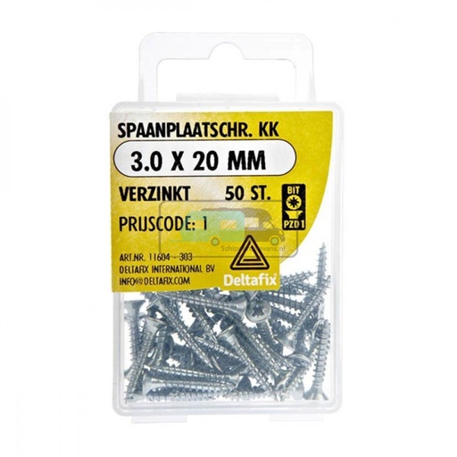 [OCS_2501649] Deltafix Spaanplaatschroef KK 3.0x20mm Set 50st