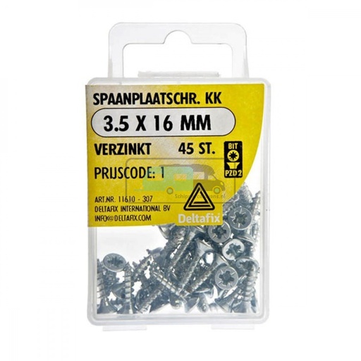 [OCS_2501655] Deltafix Spaanplaatschroef KK 3.5x16mm Set 45st
