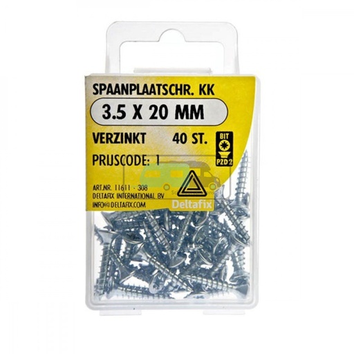 [OCS_2501658] Deltafix Spaanplaatschroef KK 3.5x20mm Set 40st
