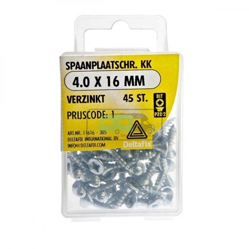 [OCS_2501661] Deltafix Spaanplaatschroef KK 4.0x16mm Set 45st