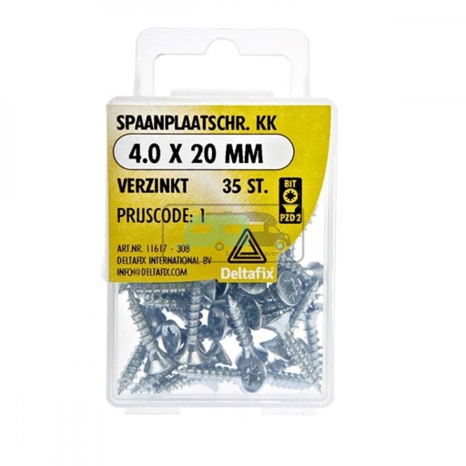 [OCS_2501664] Deltafix Spaanplaatschroef KK 4.0x20mm Set 35st