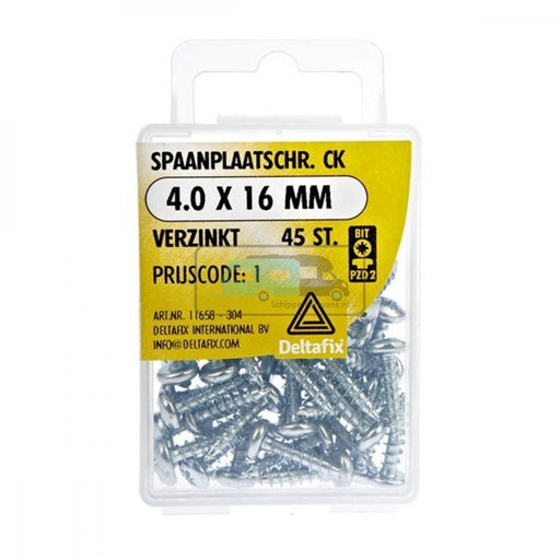 [OCS_2501670] Deltafix Spaanplaatschroef CK 4.0x16mm Set 45st