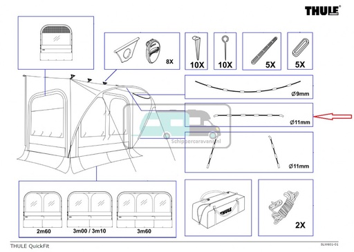 [OCS_2612245] Thule Quickfit 360 L/XL Tentstok Boven 11mm 