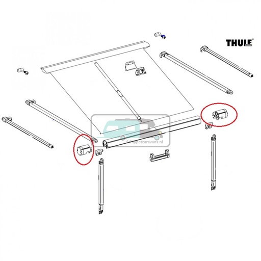 [OCS_2612264] Thule Eindkap Roller Tube LH+RH 1200