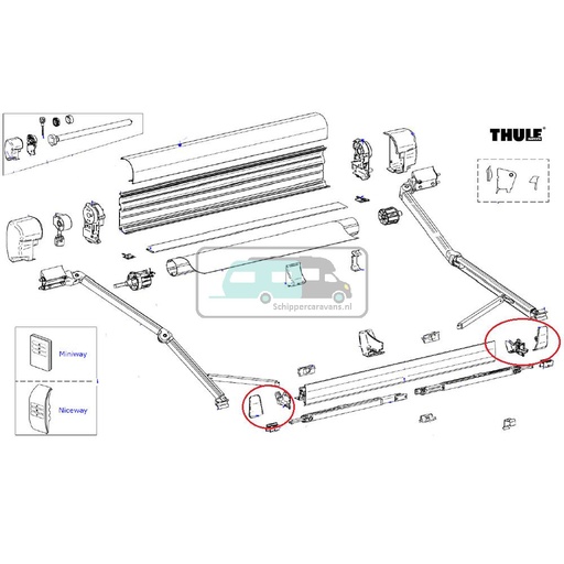 [OCS_2612424] Thule 8000 Eindkap Leadreail links en rechts  Antraciet