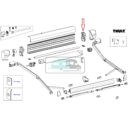 [OCS_2612428] Thule 8000 Eindkap binnenwerk rechts 220V