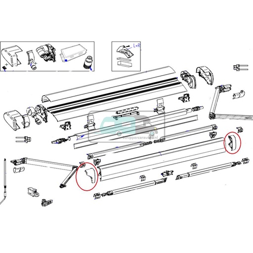 [OCS_2612471] Thule 6300 Eindkap Lead Rail LH+RH Geanodiseerd