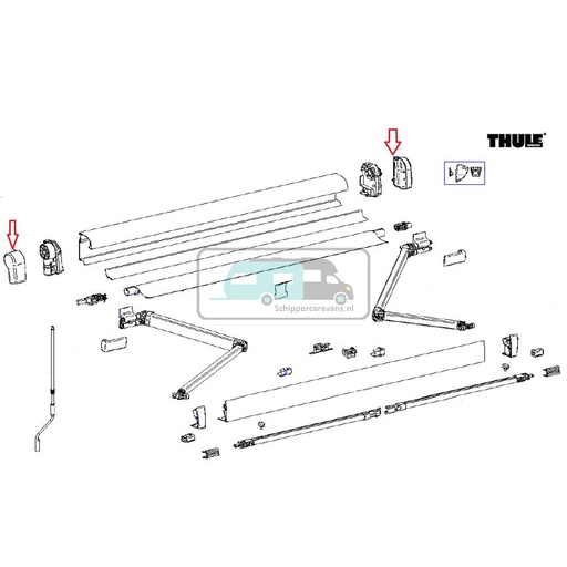 [OCS_2612497] Thule 4900LH&RH Eindkappen Mainh. 4900 antra