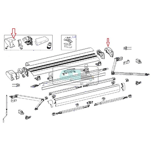 [OCS_2612616] Thule 6300 Eindkap Motor 12V L+R Geanodiseerd