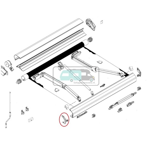 [OCS_2625311] Dometic Eindkap Leadrail Links PR2000 Antraciet